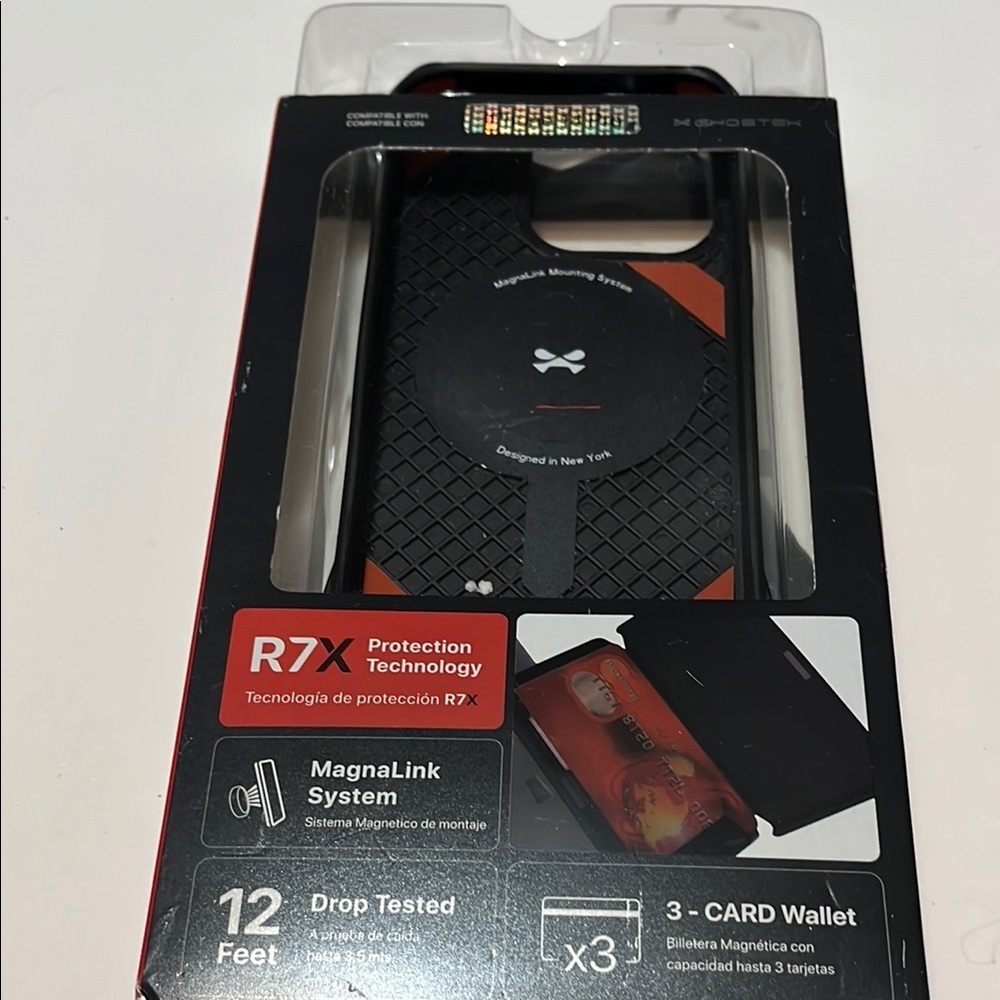 R7X Black Protective Phone Case with Card Wallet iPhone 14Pro